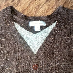 brown and white sweater